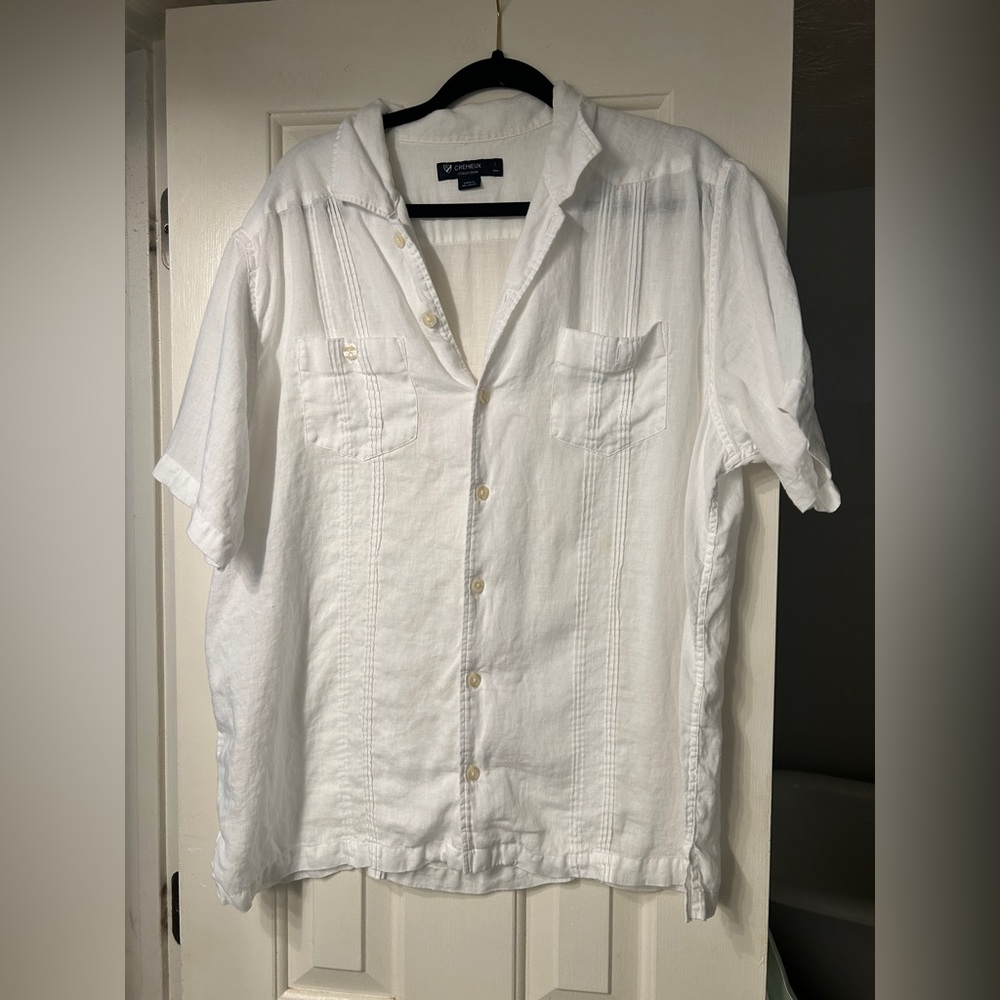 Daniel Cremieux White Casual Button Down Shirt 100% Linen